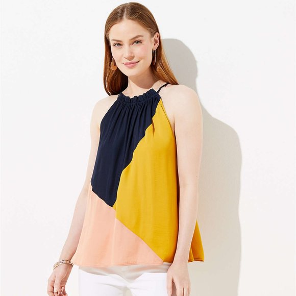 LOFT Tops - LOFT Petite Colorblock Halter Top Sz M